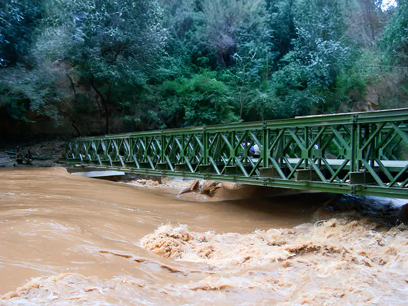 Pont en acier de la rivière Pudu dans le comté de Luquan, Yunnan