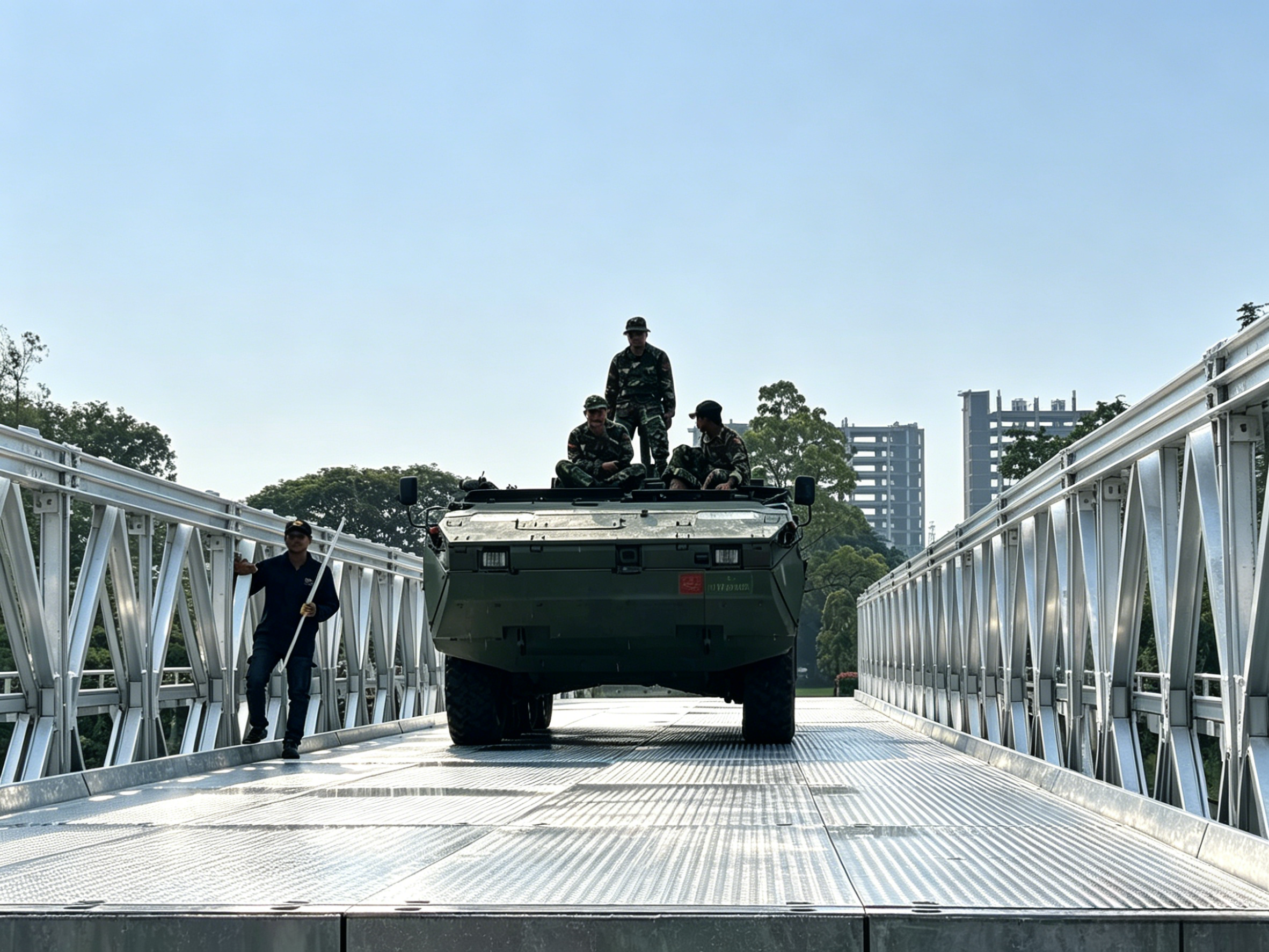 Pont Bailey galvanisé renforcé à une rangée et à double couche indonésien de type 200